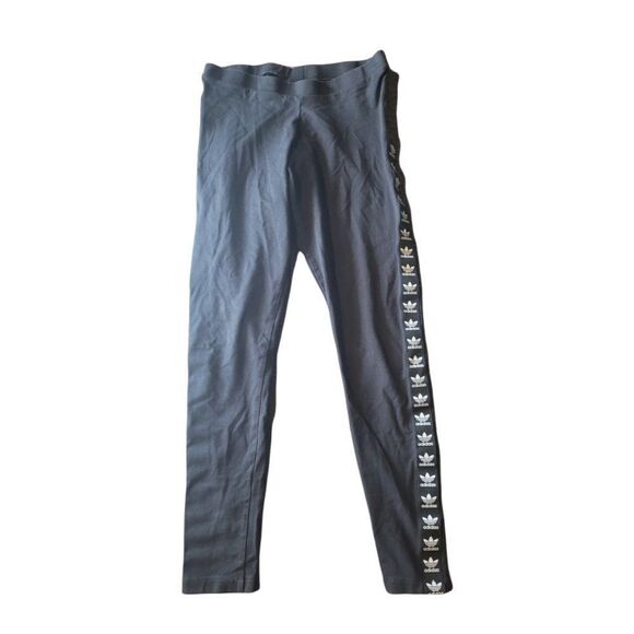 Adidas Leggings Women Sz S Original Black And White Logo‎ Print Straight Leg - Picture 1 of 5